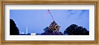 Iwo Jima Memorial at dusk with Washington Monument in the background, Arlington National Cemetery, Arlington, Virginia, USA Fine Art Print