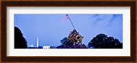 Iwo Jima Memorial at dusk with Washington Monument in the background, Arlington National Cemetery, Arlington, Virginia, USA Fine Art Print