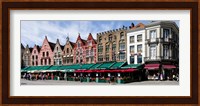 Market at a town square, Bruges, West Flanders, Belgium Fine Art Print