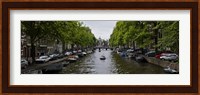 Boats in a canal, Amsterdam, Netherlands Fine Art Print