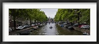 Boats in a canal, Amsterdam, Netherlands Fine Art Print