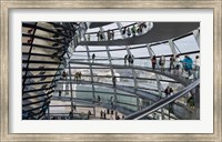 Tourists near the mirrored cone at the center of the dome, Reichstag Dome, The Reichstag, Berlin, Germany Fine Art Print