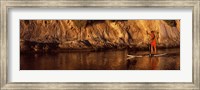 Paddle-boarder in river, Santa Barbara, California, USA Fine Art Print