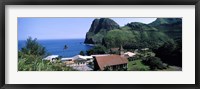 Village at a coast, Kahakuloa, Highway 340, West Maui, Hawaii, USA Fine Art Print