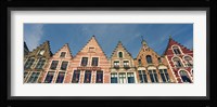 Low angle view of gabled houses, Bruges, West Flanders, Flemish Region, Belgium Fine Art Print