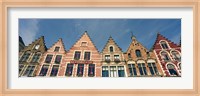 Low angle view of gabled houses, Bruges, West Flanders, Flemish Region, Belgium Fine Art Print
