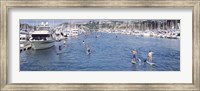 Paddleboarders and yachts, Dana Point, California Fine Art Print