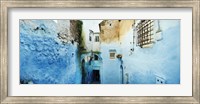 Narrow streets of the medina are all painted blue, Chefchaouen, Morocco Fine Art Print