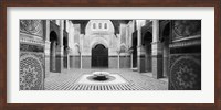 Interiors of a medersa, Medersa Bou Inania, Fez, Morocco (black and white) Fine Art Print