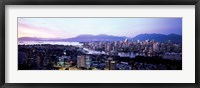 Aerial view of cityscape at sunset, Vancouver, British Columbia, Canada 2011 Fine Art Print