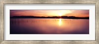 Reflection of sun on water at dawn, Elephant Butte Lake, New Mexico, USA Fine Art Print