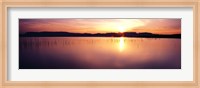 Reflection of sun on water at dawn, Elephant Butte Lake, New Mexico, USA Fine Art Print