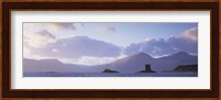 Castle at dusk with mountains in the background, Castle Stalker, Argyll, Highlands Region, Scotland Fine Art Print