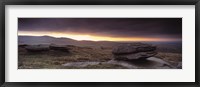 Bright horizon with dark clouds from Higher Tor, Dartmoor, Devon, England Fine Art Print