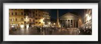 Town square with buildings lit up at night, Pantheon Rome, Piazza Della Rotonda, Rome, Lazio, Italy Framed Print