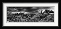 Dark clouds over a suspension bridge, Clifton Suspension Bridge, Bristol, England Fine Art Print