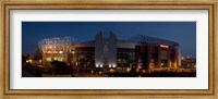 Football stadium lit up at night, Old Trafford, Greater Manchester, England Fine Art Print