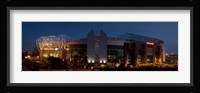Football stadium lit up at night, Old Trafford, Greater Manchester, England Fine Art Print