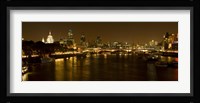 View of Thames River from Waterloo Bridge at night, London, England Fine Art Print