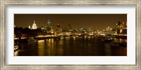 View of Thames River from Waterloo Bridge at night, London, England Fine Art Print