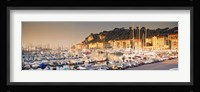 Port of Nice lined by old houses and filled with new yachts, Nice, Alpes-Maritimes, Provence-Alpes-Cote d'Azur, France Fine Art Print