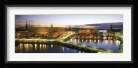 Royal Palace and Parliament building lit up at dusk, Stockholm, Sweden Fine Art Print