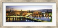 Royal Palace and Parliament building lit up at dusk, Stockholm, Sweden Fine Art Print