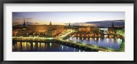 Royal Palace and Parliament building lit up at dusk, Stockholm, Sweden Fine Art Print