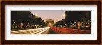 Traffic on the road, Avenue des Champs-Elysees, Arc De Triomphe, Paris, Ile-de-France, France Fine Art Print