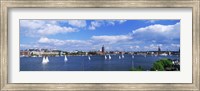 Sailboats in a lake with the city hall in the background, Riddarfjarden, Stockholm City Hall, Stockholm, Sweden Fine Art Print