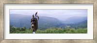 Bagpiper at Loch Broom in Scottish highlands, Ross and Cromarty, Scotland Fine Art Print