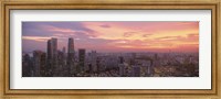 High angle view of a city at sunset, Singapore City, Singapore Fine Art Print