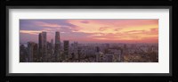 High angle view of a city at sunset, Singapore City, Singapore Fine Art Print