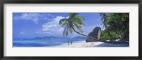Couple walking on the beach, Anse Source d'Argent, La Digue Island, Seychelles Fine Art Print