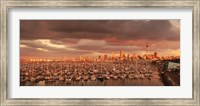 Yachts at Waitemata Harbor on a cloudy day, Sky Tower, Auckland, North Island, New Zealand Fine Art Print