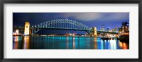 Sydney Harbour Bridge with the Sydney Opera House in the background, Sydney Harbor, Sydney, New South Wales, Australia Framed Print