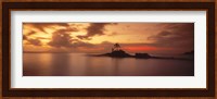 Silhouette of a palm tree on an island at sunset, Anse Severe, La Digue Island, Seychelles Fine Art Print