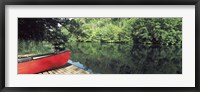 Canoe on a boardwalk in a river, Neckar River, Horb Am Neckar, Baden-Wurttemberg, Germany Fine Art Print