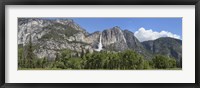 Panoramic view of Yosemite Falls and the Yosemite meadow in late spring, Yosemite National Park, California, USA Fine Art Print