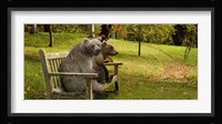 Bears sitting on a bench Fine Art Print