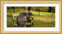 Bears sitting on a bench Fine Art Print