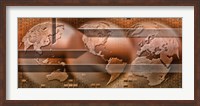 Three parts of the earth surrounded by digital information Fine Art Print