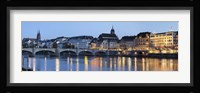 Bridge across a river with a cathedral, Mittlere Rheinbrucke, St. Martin's Church, River Rhine, Basel, Switzerland Fine Art Print