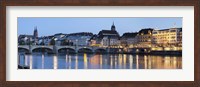 Bridge across a river with a cathedral, Mittlere Rheinbrucke, St. Martin's Church, River Rhine, Basel, Switzerland Fine Art Print