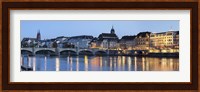 Bridge across a river with a cathedral, Mittlere Rheinbrucke, St. Martin's Church, River Rhine, Basel, Switzerland Fine Art Print