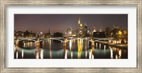 Bridge across a river, Ignatz Bubis Bridge, Main River, Frankfurt, Hesse, Germany Fine Art Print