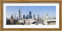 City skyline with St. Catherine's Church from over the rooftop of the Cathedral Museum, Frankfurt, Hesse, Germany Fine Art Print