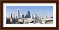 City skyline with St. Catherine's Church from over the rooftop of the Cathedral Museum, Frankfurt, Hesse, Germany Fine Art Print