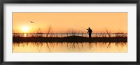 Silhouette of a man fishing Fine Art Print