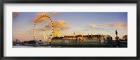 Ferris wheel with buildings at waterfront, Millennium Wheel, London County Hall, Thames River, South Bank, London, England Fine Art Print